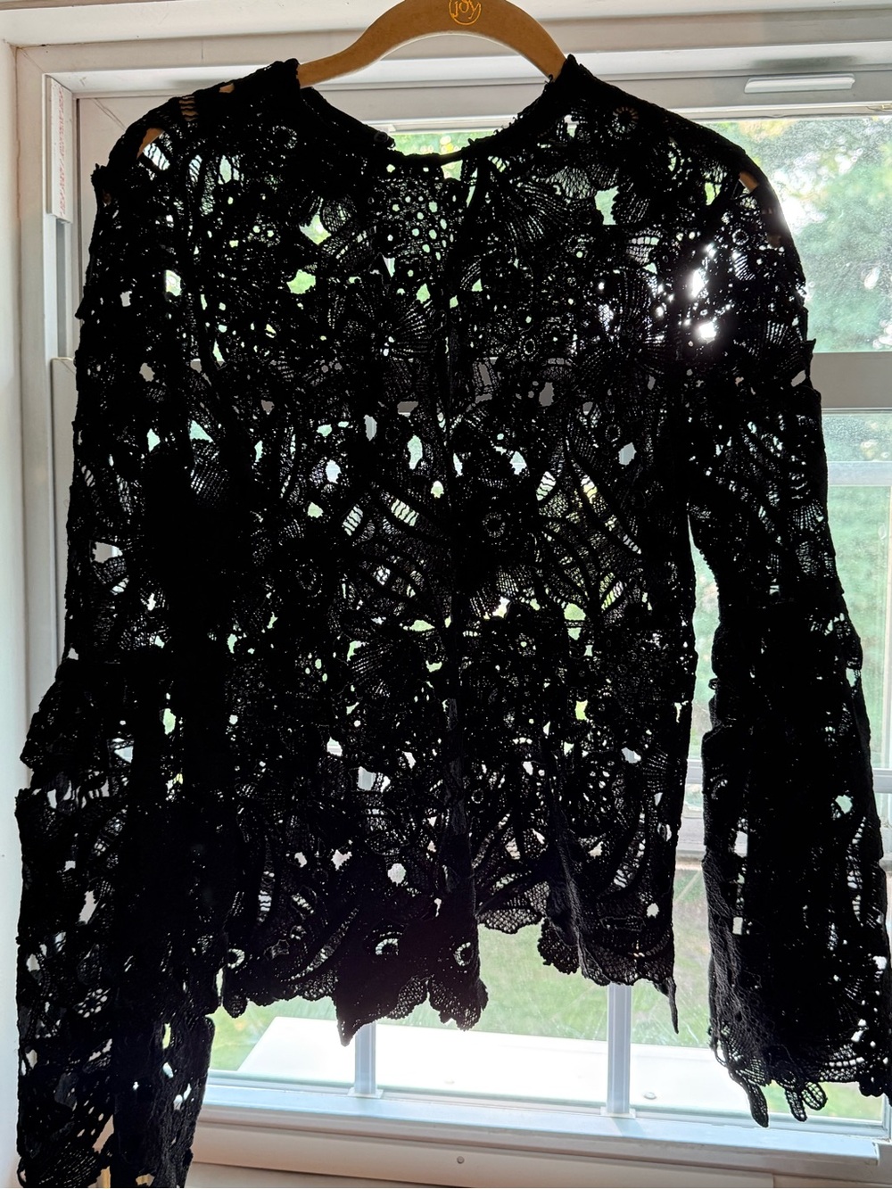 Romeo & Juliet Couture Black Crochet Lace Long-Sleeve Blouse